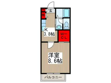 セルビシオ(1K/2階)の間取り写真