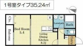 MEW STYLE APARTMENTS(1LDK/2階)の間取り写真