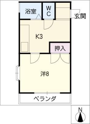 ドエルKM II(1K/2階)の間取り写真