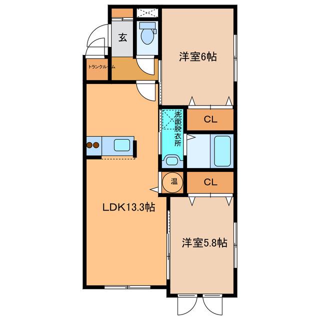 チアファル175(2LDK/2階)の間取り写真