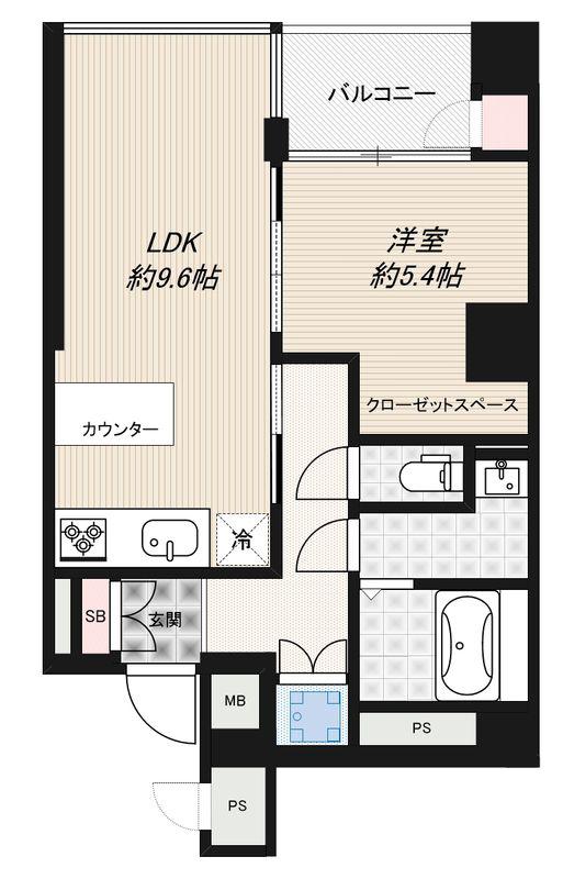 DELLCS永田町(1LDK/3階)の間取り写真