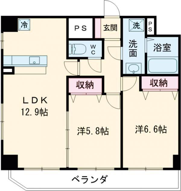 クラティオ(2LDK/3階)の間取り写真