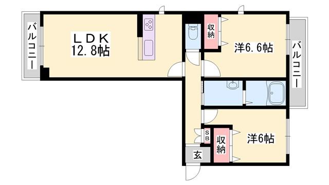 リメインらかん W棟(2LDK/1階)の間取り写真