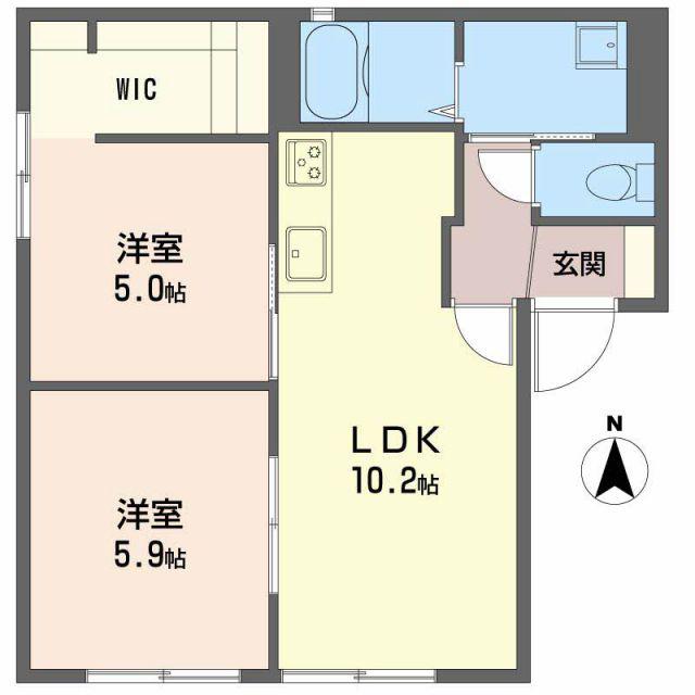 SUGARGARDENA棟(2LDK/1階)の間取り写真