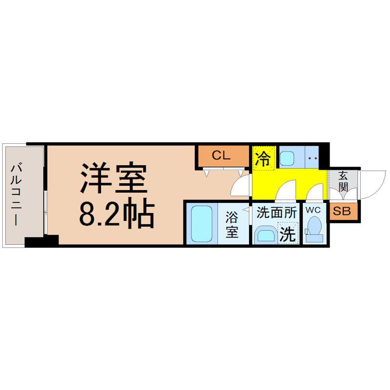 S-RESIDENCE池下西(1K/7階)の間取り写真
