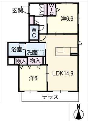 CURACION(2LDK/1階)の間取り写真