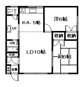 アトリエK(2LDK/2階)の間取り写真