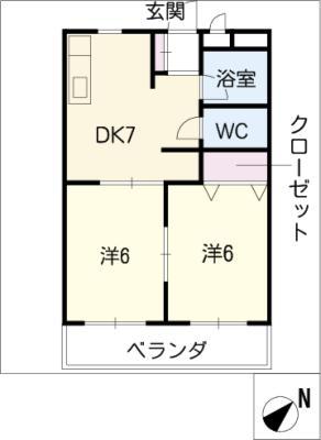 ジュネス・ドミール(2DK/3階)の間取り写真