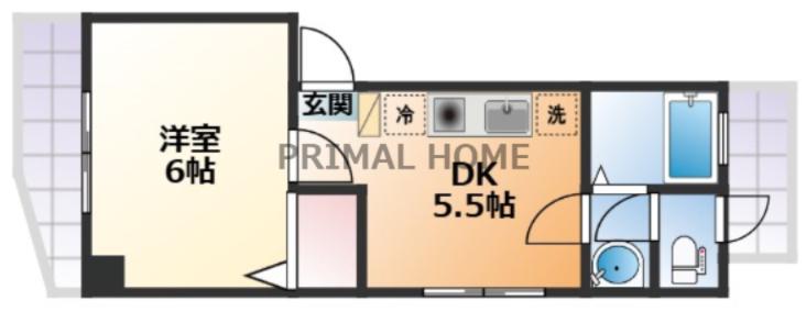 パープルステージ横浜(1DK/4階)の間取り写真