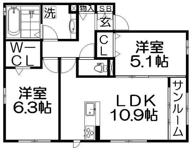 SAINT-FLEUR(2LDK/2階)の間取り写真