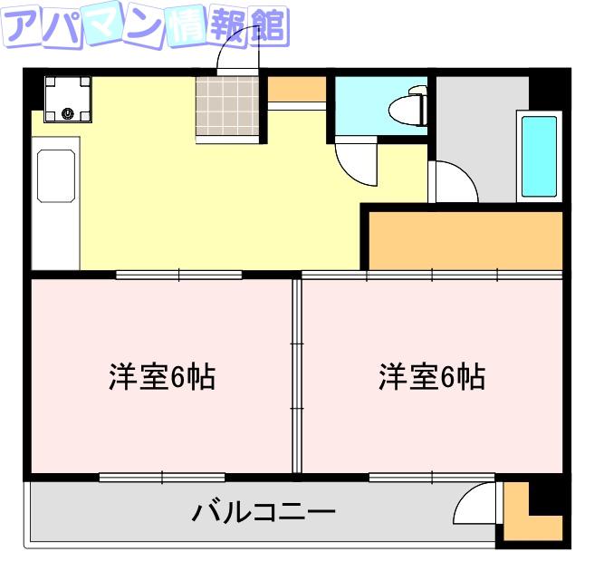 スカイパレス(2K/1階)の間取り写真