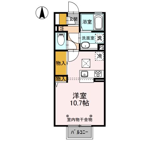クワトロ ヤナギノ A 103(ワンルーム/1階)の間取り写真