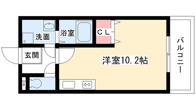 アムール フジ(ワンルーム/3階)の間取り写真