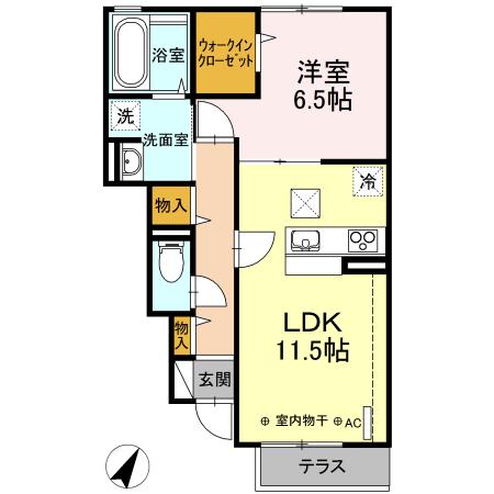 ディアコート(1LDK/1階)の間取り写真
