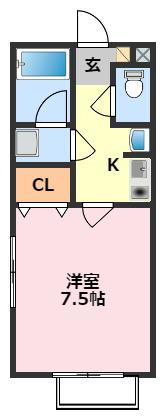 サンコート江戸川台(1K/2階)の間取り写真