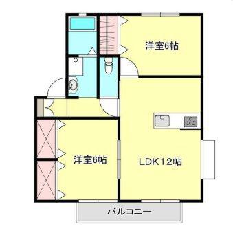 ヴィラ・サザンクロス H(2LDK/2階)の間取り写真