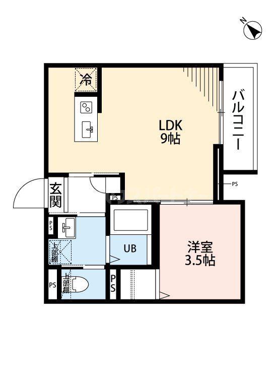 リュクスシティー鎌ヶ谷(1LDK/1階)の間取り写真