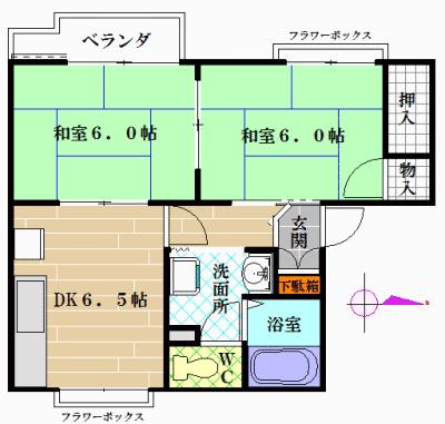 ハイツ浜澤(2DK/1階)の間取り写真