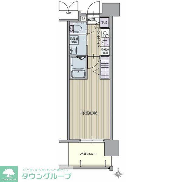 パルティール名駅北(1K/9階)の間取り写真