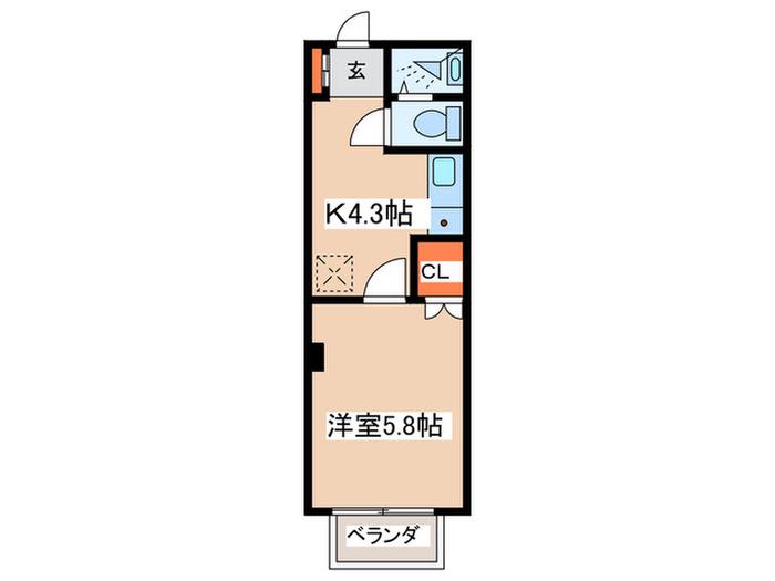 チェリーヒル(1K/2階)の間取り写真