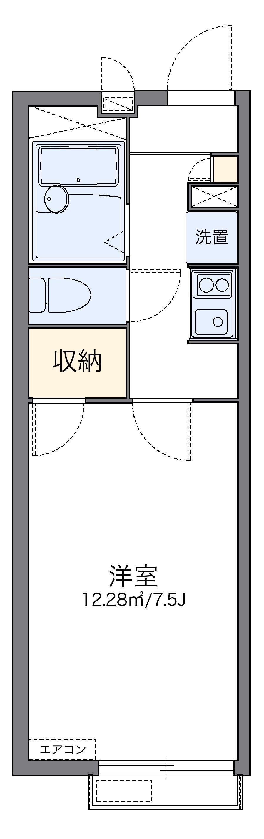 レオパレス下関中央(1K/2階)の間取り写真