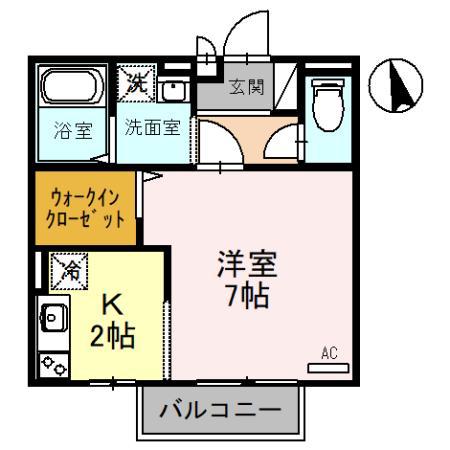 ソレイユ(1K/2階)の間取り写真