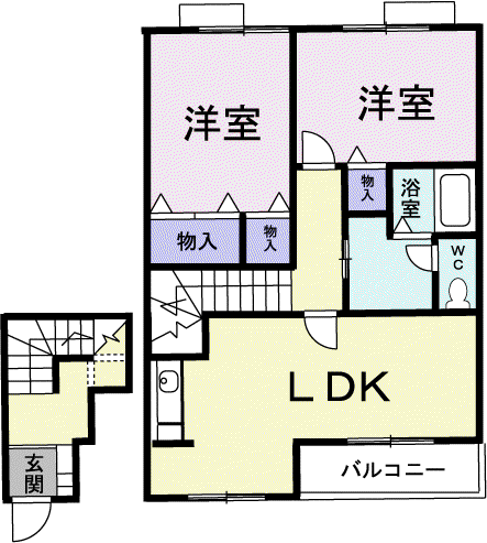カーサ・フィオーレ B(2LDK/2階)の間取り写真
