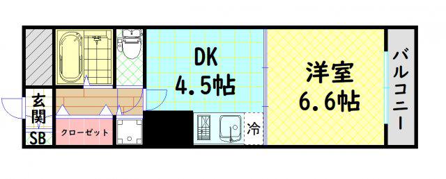 プレサンス千日前通(1DK/3階)の間取り写真