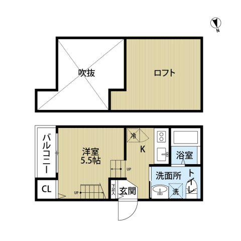 CRESTMOORII(ワンルーム/2階)の間取り写真