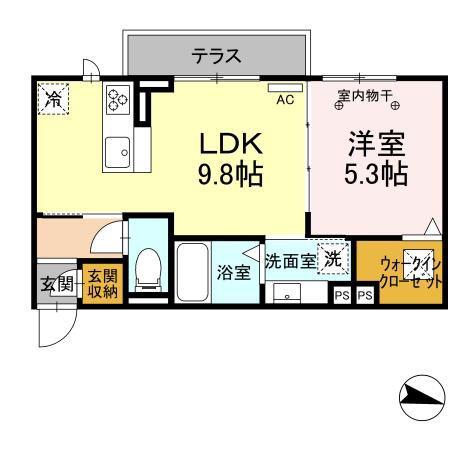 グランヴィラージュ(1LDK/1階)の間取り写真