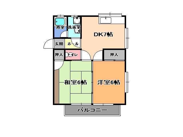 ウエストハイツ増渕A棟(2DK/1階)の間取り写真
