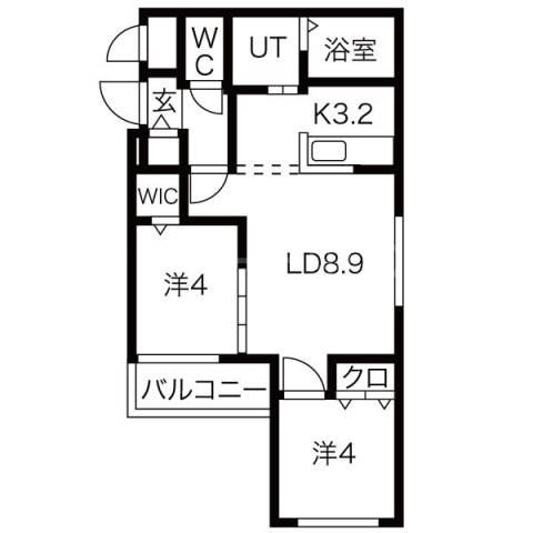 ブランシャールELEGANCE(2LDK/4階)の間取り写真