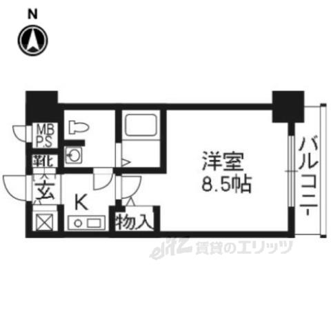 リーガル京都河原町五条(1K/2階)の間取り写真