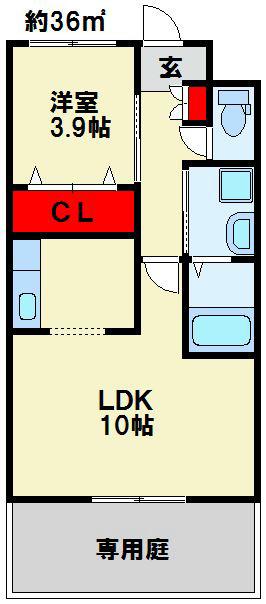 KS HILLS(1LDK/1階)の間取り写真