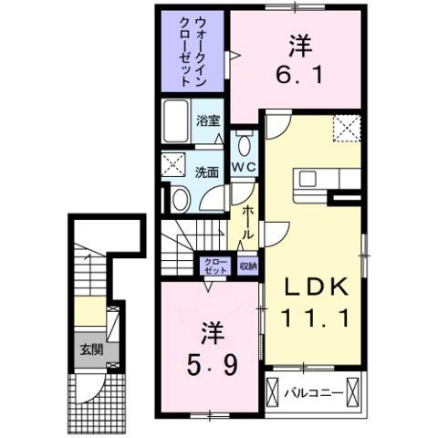 PEPPY・II(2LDK/2階)の間取り写真