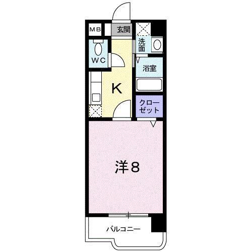 リバーサイド中島(1K/6階)の間取り写真
