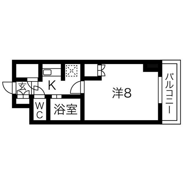 ビュークレスト薬院大通(1K/7階)の間取り写真