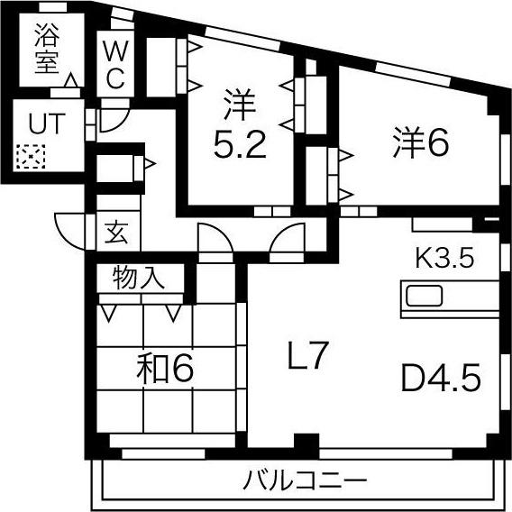 ハイドリーム谷口(3LDK/2階)の間取り写真