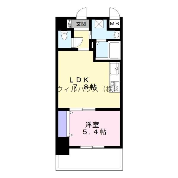 シティーコート大小路2(1LDK/5階)の間取り写真