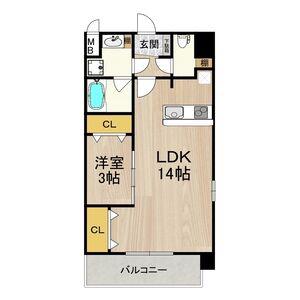スプランディッド難波サウス(1LDK/2階)の間取り写真