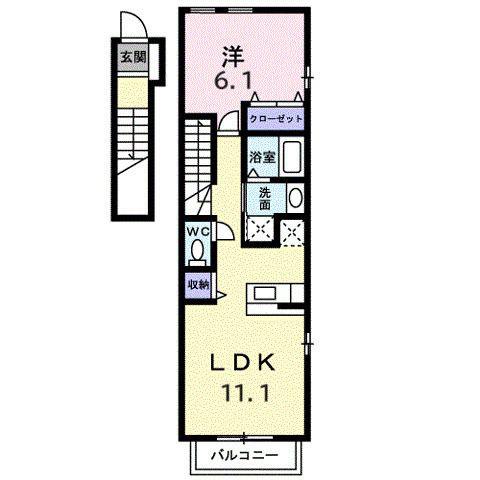 シュルマンドミール(1LDK/2階)の間取り写真