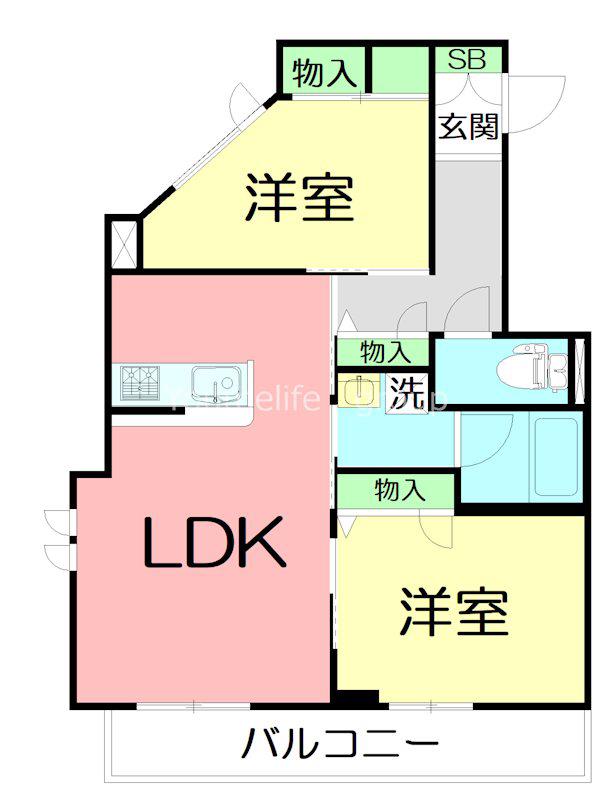AQUA(2LDK/3階)の間取り写真