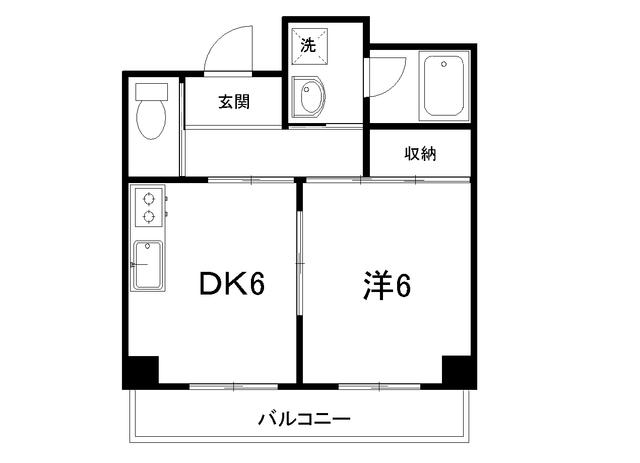 カインド中宝永(1DK/6階)の間取り写真