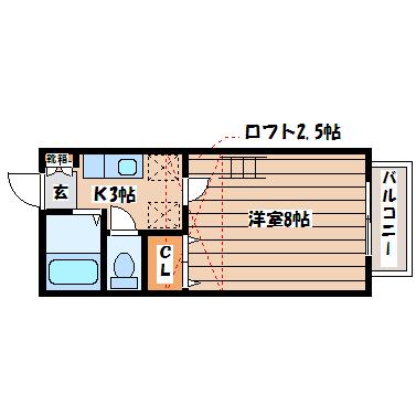 アヴァンセ富沢南五番館(1K/2階)の間取り写真