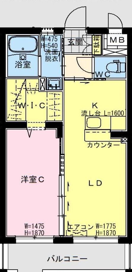ベルビルJ(1LDK/1階)の間取り写真