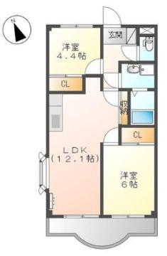 ガーデンハイム壱番館(2LDK/1階)の間取り写真