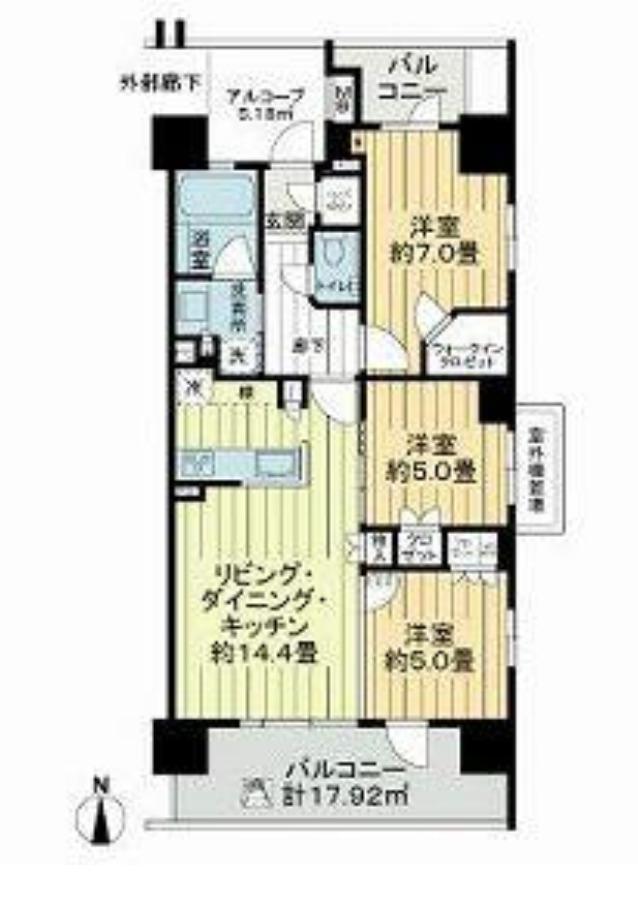 イーストゲートスクエア(3LDK/2階)の間取り写真