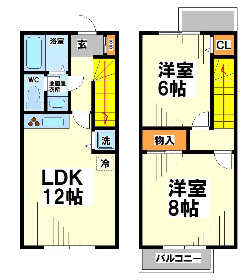クアトロ千歳台(2LDK/2階)の間取り写真