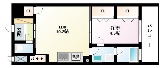 MID COURT 新大阪(1LDK/6階)の間取り写真