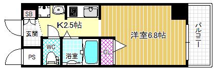 ファーストリバー(1K/2階)の間取り写真